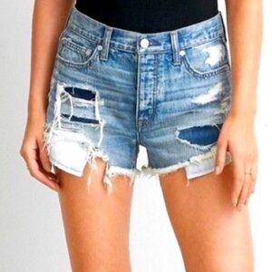 American Eagle Distressed Button Fly Vintage Hi Rise Festival Denim Shorts 4 NWT